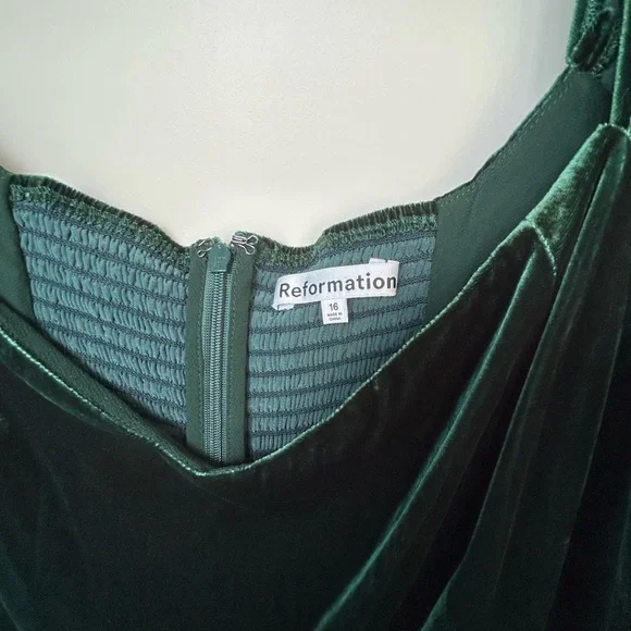 Reformation Emerald Velvet Midi Dress - Picture 2 of 5